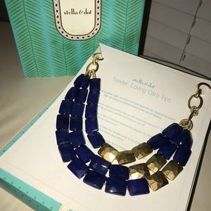 Stella & Dot Blue and Gold Bahari Necklace